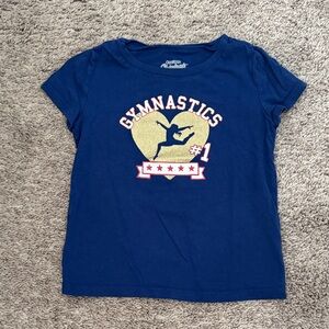 OshKosh B'gosh Navy Gymnastics Heart Tee with Gold Glitter